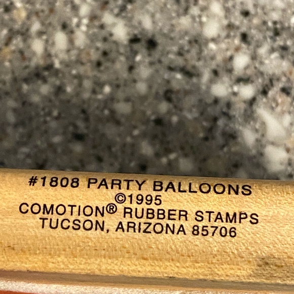 Comotion Rubber Stamp Party Balloons wood mounted - Picture 3 of 4